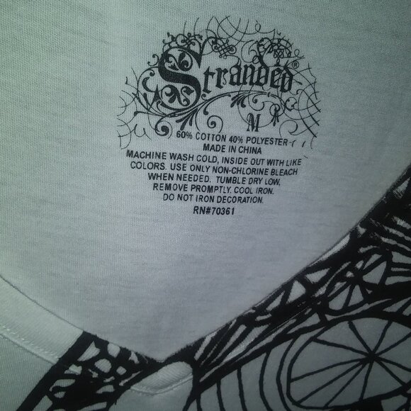 Stranded White  T-Shirt  with Black design - Picture 3 of 4